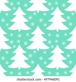 Christmas trees winter texture background. Vector illustration