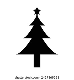 Christmas Trees, Xmas Tree, Black Vector Isolated on White Background, Winter Holiday Symbols. Vector EPS 10