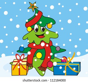 Christmas tree-scarf, vector illustration