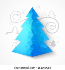 Christmas triangle fir tree. Vector illustration.