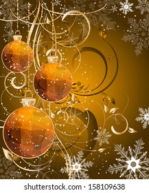 Christmas triangle pattern ball decorate card vector illustration