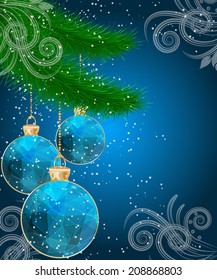 Christmas triangle pattern ball decorate card vector illustration