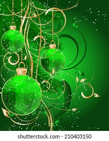 Christmas triangle pattern ball decorate card vector illustration