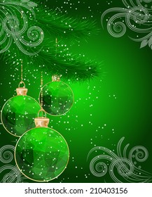 Christmas triangle pattern ball decorate card vector illustration