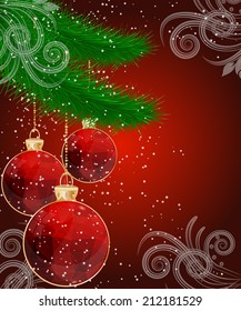 Christmas triangle pattern ball decorate card vector illustration