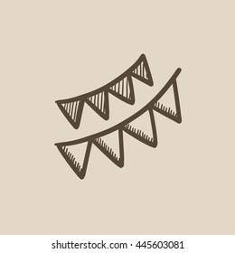 Christmas triangular flags vector sketch icon isolated on background. Hand drawn Christmas triangular flags icon. Christmas triangular flags sketch icon for infographic, website or app.