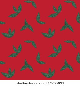 Christmas Tropical Leaf botanical seamless pattern background suitable for fashion prints, graphics, backgrounds and crafts