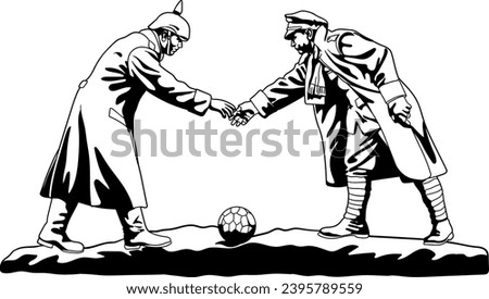 The Christmas Truce 1914, Christmas Soccer, Christmas Day 1914 Truce, Christmas Laser Cut File Stock photo © 