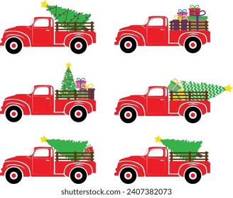 Christmas Truck Isolated on White Background