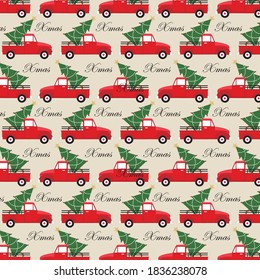 Christmas truck and tree pattern for gift wrap