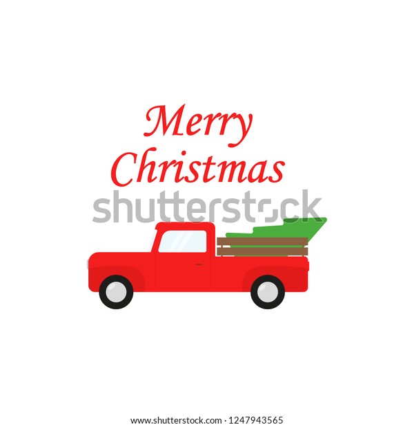 Christmas Truck Vintage Vector Illustration Christmas Stock Vector