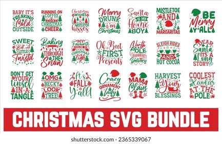 
Christmas T-shirt Bundle, Isolated on white background,  typography t-shirt design, For stickers, Templet, mugs, etc. Vector EPS Editable Files. svg