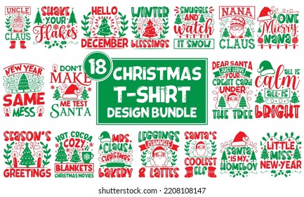 Christmas T-shirt Design Bundle, Hand drawn lettering phrase