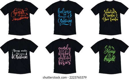 Christmas T-shirt  Design Bundle, Holidays design, Santa t-shirt, Christmas celebration, Holidays  design, Christmas cute file, Christmas merry Vector EPS Editable Files Bundle.
