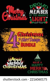 Christmas T-Shirt Design Bundle with Christmas tree and Christmas pattern for Christmas Celebration. Good for Greeting cards, t-shirts, mugs, and gifts. For Men, Women, and Baby clothes