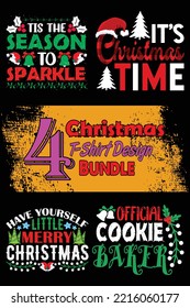 Christmas T-Shirt Design Bundle with Christmas tree and Christmas pattern for Christmas Celebration. Good for Greeting cards, t-shirts, mugs, and gifts. For Men, Women, and Baby clothes
