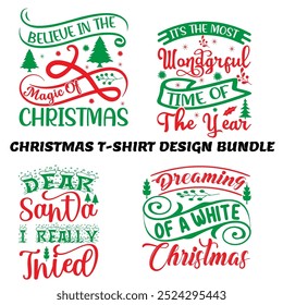 Christmas t-shirt design bundle typography, illustration, vector, winter, merry December 
