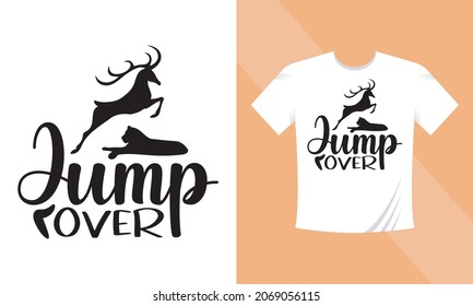 Christmas Tshirt design Collection. Jump Over Vector illustration isolated on white background. For Tshirts, mugs, baby prints and decoration.