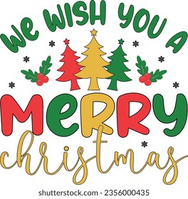 Christmas T-Shirt Design With Colorful Vector And Elements