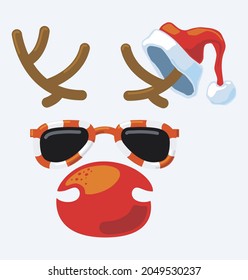 Christmas t-shirt design with cool reindeer face