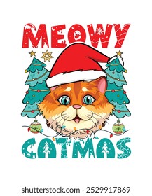 Natal T-shirt Design Meowy Catmas