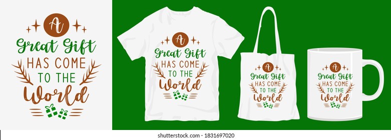 Christmas t-shirt design. Christmas merchandise designs. Christmas typography hand-drawn lettering for apparel fashion. Christian religion quotes saying for print.