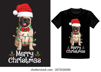 Christmas T-Shirt Design, Merry Christmas T-Shirt Design, Dog Lover T-Shirt, Christmas Dog T-Shirt Design