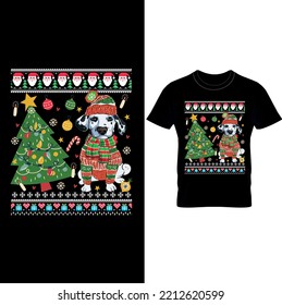 Christmas T-Shirt Design, Merry Christmas T-Shirt Design, Dog Lover T-Shirt, Christmas Dog T-Shirt Design.