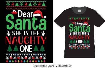 Christmas t-shirt design. Merry Christmas T-shirts. Christmas t-shirt design ready for print fashion Santa Claus cards Christmas Tree Vector Template