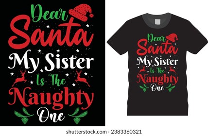 Christmas t-shirt design. Merry Christmas T-shirts. Christmas t-shirt design ready for print fashion Santa Claus cards Christmas Tree Vector Template