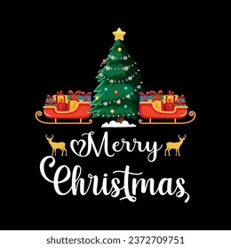 Christmas t-shirt design. Merry Christmas Vector text. Creative Christmas t-shirt design. Christmas.