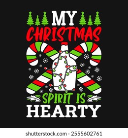 Christmas T-shirt design. My Christmas spirit is Creamy or Fruity or Hearty or Iced T-shirt Design