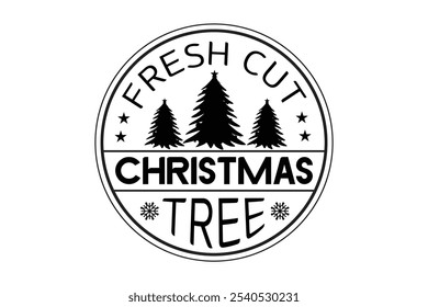 Christmas T-shirt Design, Christmas Round Sing Design, Christmas Logo