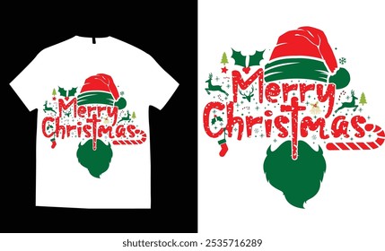 Christmas Tshirt Design, Santa Claus with Merry Christmas Tshirt Design