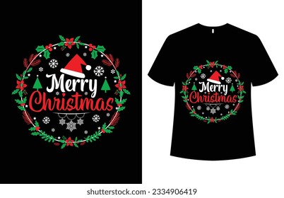 Imagen vectorial de plantilla de diseño de camisetas de Navidad.