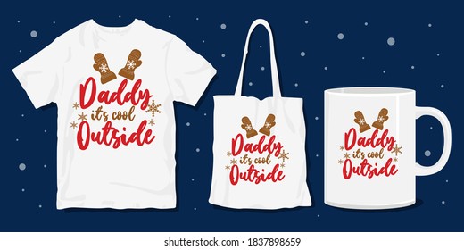 Christmas t-shirt design. Christmas typography. Christmas craft for merchandise. Winter designs. Christmas t shirt designs template with bag and mug mockup for merchandising