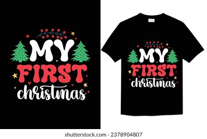 Christmas t-shirt design vector graphic template