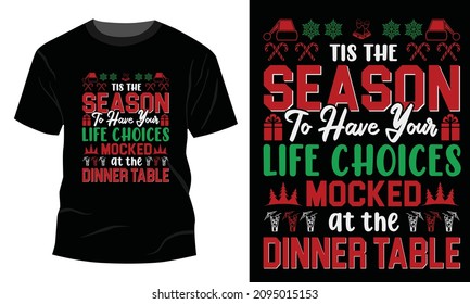 Christmas T-shirt Design, Vintages T-shirt, Vector, Christmas Tree, Happy Christmas Day Gift