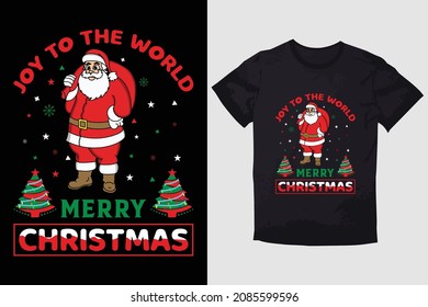 CHRISTMAS T-SHIRT  JOY TO THE WORLD MERRY CHRISTMAS