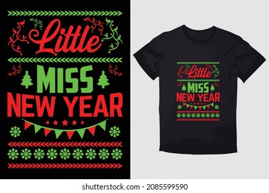 CHRISTMAS T-SHIRT  LITTLE MISS NEW YEAR