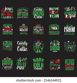 Christmas T-shirt And SVG Design Bundle, vector File.
