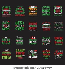 Christmas T-shirt And SVG Design Bundle, vector File.