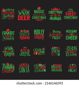 Christmas T-shirt And SVG Design Bundle, vector File.