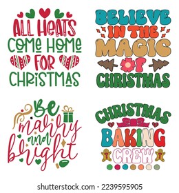 Christmas T-shirt And SVG Design Bundle, Christmas Retro SVG Quotes Design t shirt Bundle, Vector EPS Editable Files, can you download this Design Bundle.