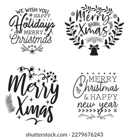 Christmas T-shirt And SVG Design Bundle. Christmas SVG Quotes T shirt Design Bundle, Vector EPS Editable Files, Can You Download This File