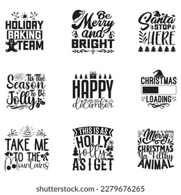 Christmas T-shirt And SVG Design Bundle. Christmas SVG Quotes T shirt Design Bundle, Vector EPS Editable Files, Can You Download This File