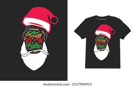 Christmas T-Shirt, Christmas Typography T-Shirt, Santa 