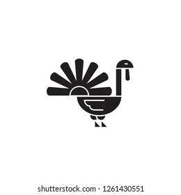 Christmas turkey black vector concept icon. Christmas turkey flat illustration, sign