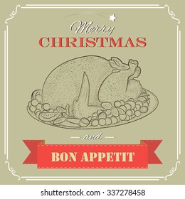 christmas turkey for cafe and restaurant menu 