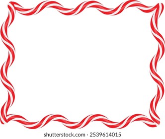 Navidades de piruletas retorcidas. Marco ondulado rectangular con franja roja y blanca. Navidades y Plantilla de Nuevo Año. Marco festivo de la Navidad. Ilustración vectorial